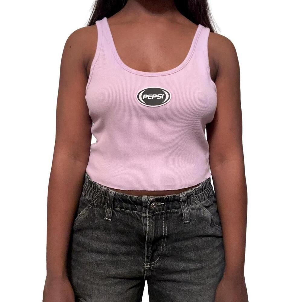 Purple Pepsi Logo Ribbed Tank Top, Large